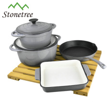 Grey Color Cast Iron Cookware Set 4pcs